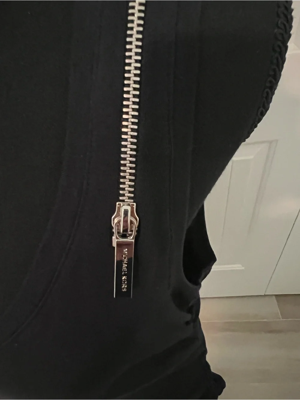 Michael Kors Black Tank with Silver Zipper Shoulder Detail New With Tags